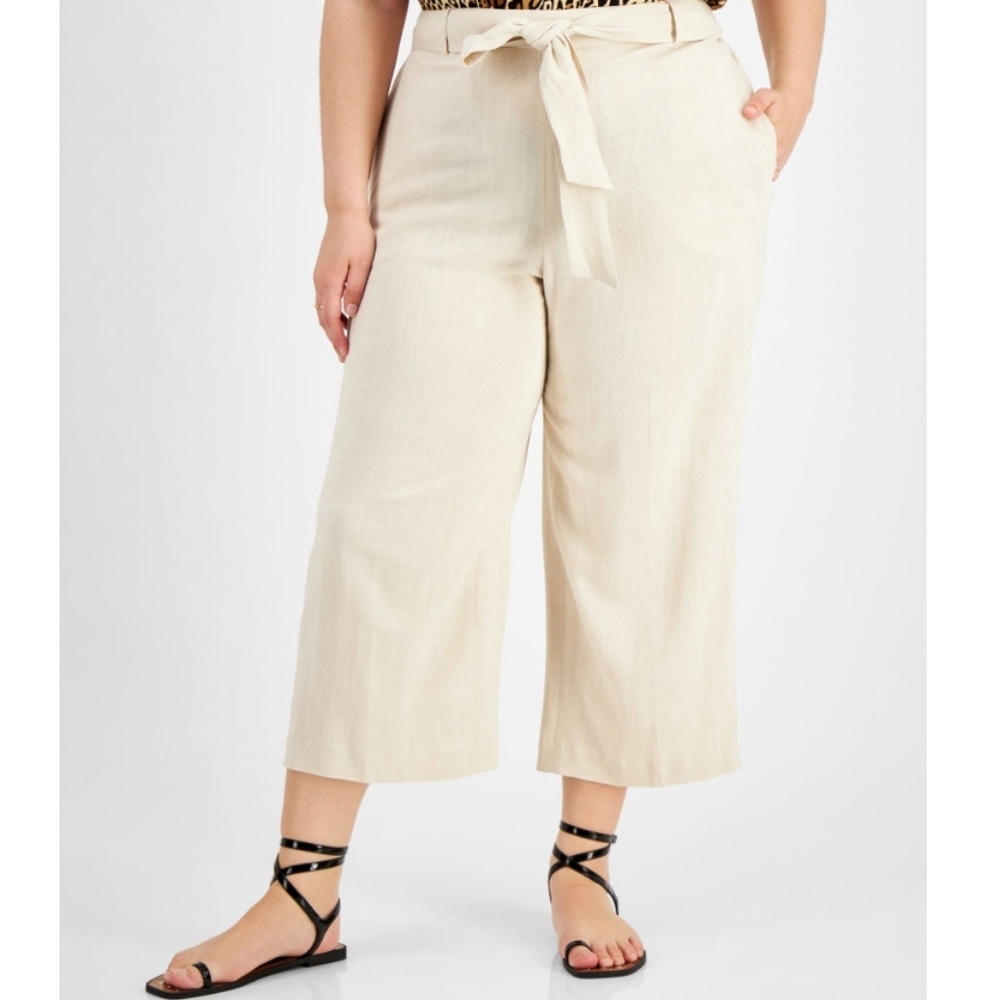 NWT BAR III | Linen Cropped Pants 14W